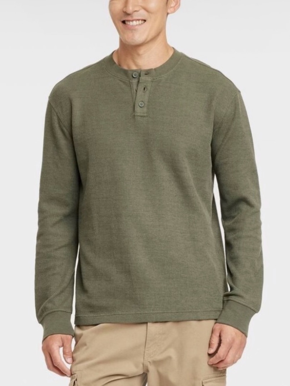 Goodfellow & Co Mens Green Long Sleeve Henley
